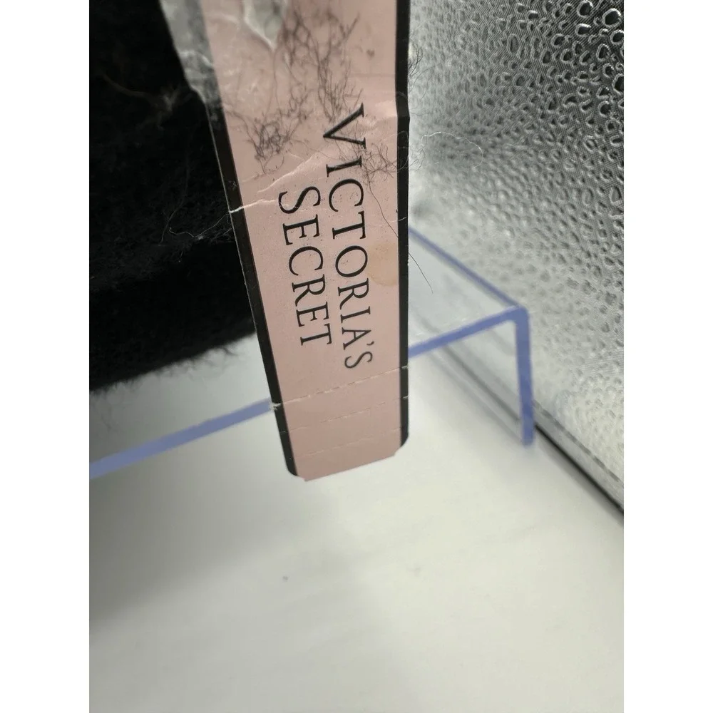 Victoria's Secret Soft Fringe Throw Blanket 50x60 Black Pink Logo NWT
